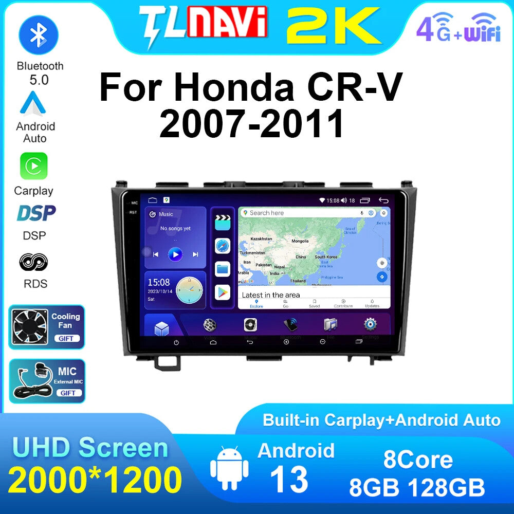 for Honda CRV 2007-2011 Android Car Stereo Radio Carplay Player GPS QLED Screen