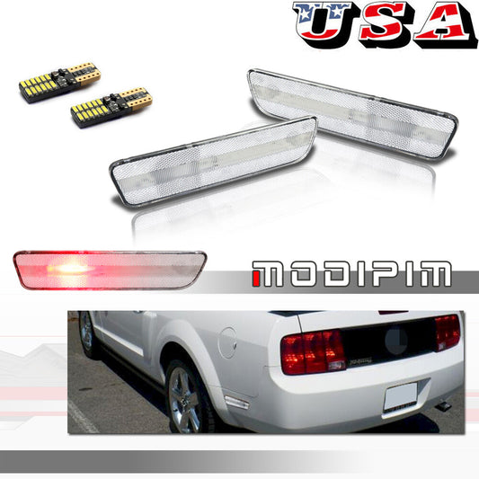 Transparent lens for 2005-2009 for Ford for Mustang red LED rear bumper side marker lights.