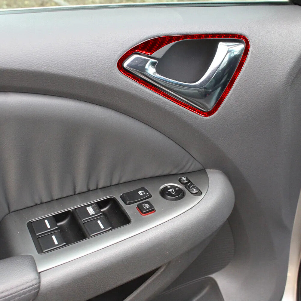 2x Red Carbon Fiber Front Door Handle Frame Cover Trim for Honda Odyssey 2005-10