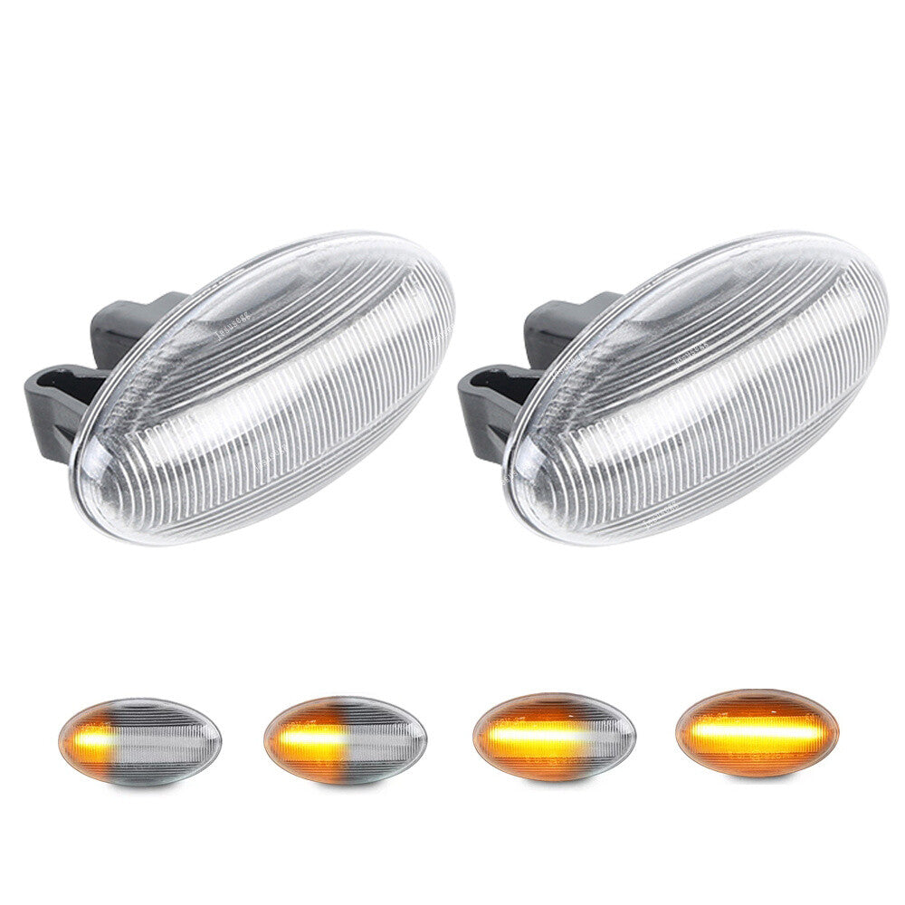 2Pcs LED Dynamic Sequential Side Marker Light Clear for Peugeot 107 108 for Citroen