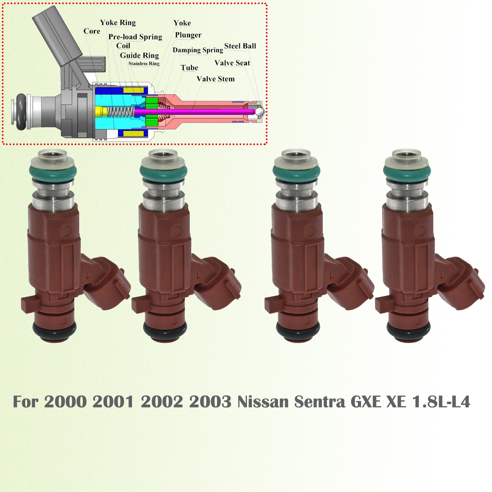 4Pcs Fuel Injectors 0280155937 FBJB100 For 2000-2002 for Nissan Sentra 1.8L L4