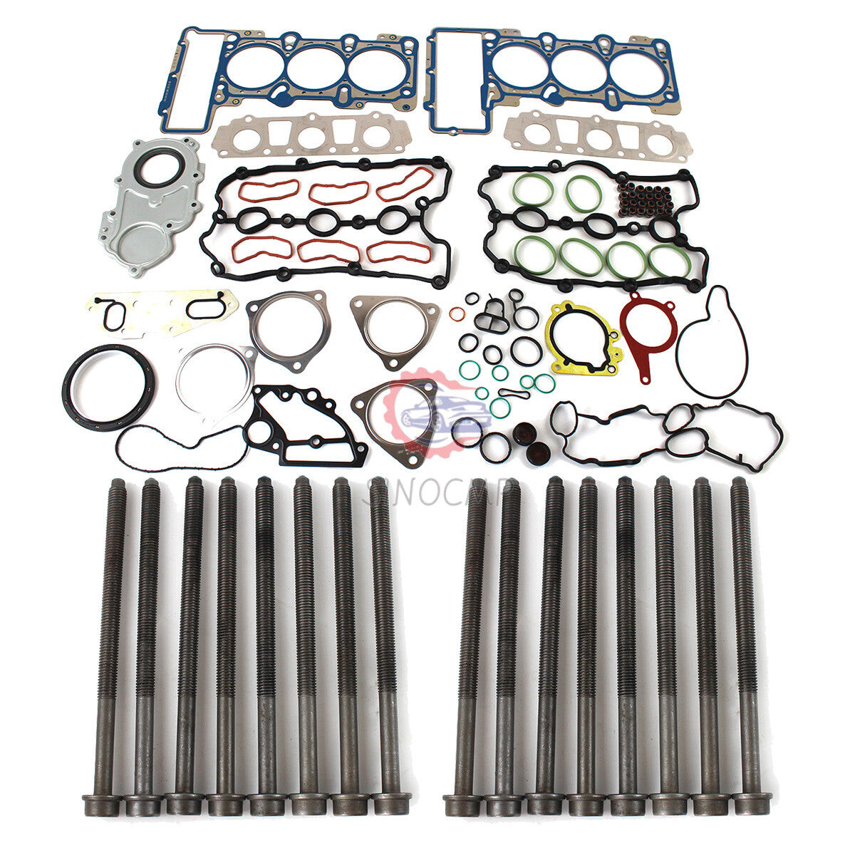 Gaskets Seals Set w/ Engine Cylinder Head Bolt Set 16 Bolts Fit for Audi for VW 3.0L
