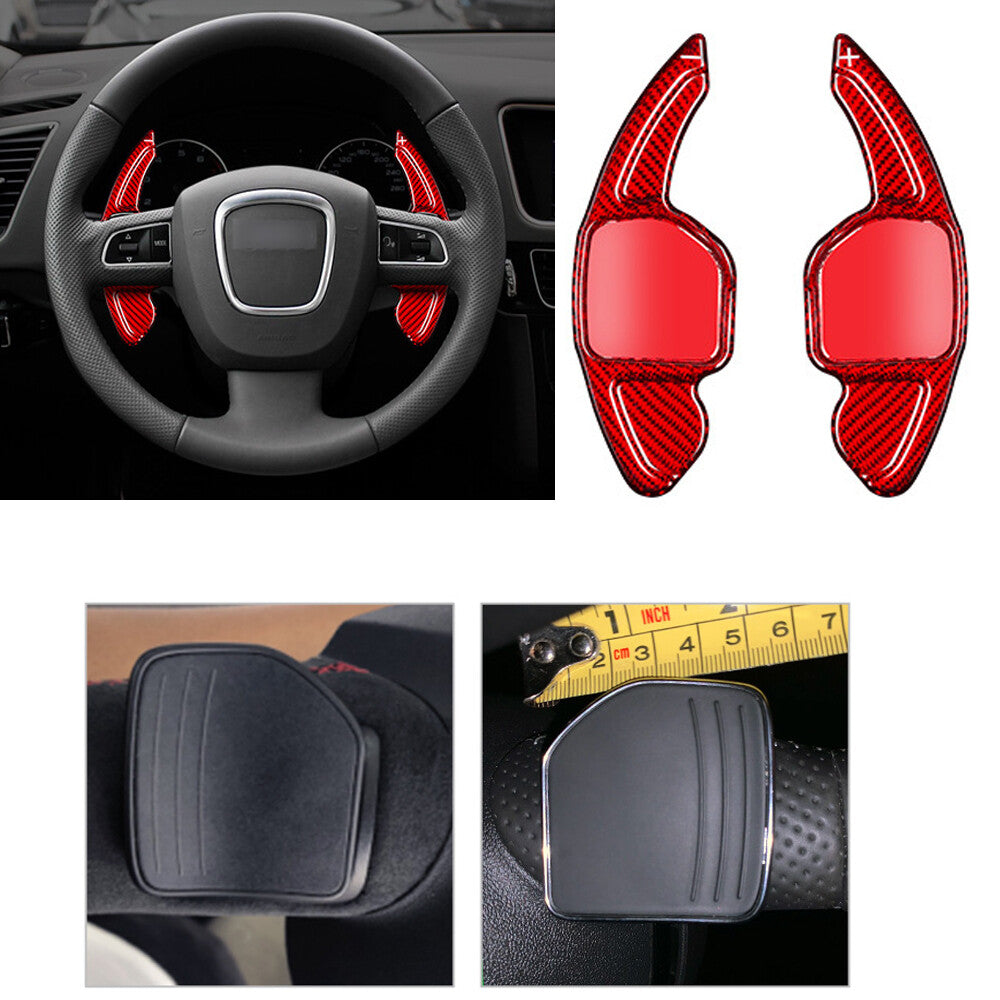 Red Carbon Fiber Steering Wheel Paddles Shifter for Audi A3 A4 A5 A6 S6 Q5 Q7 TT