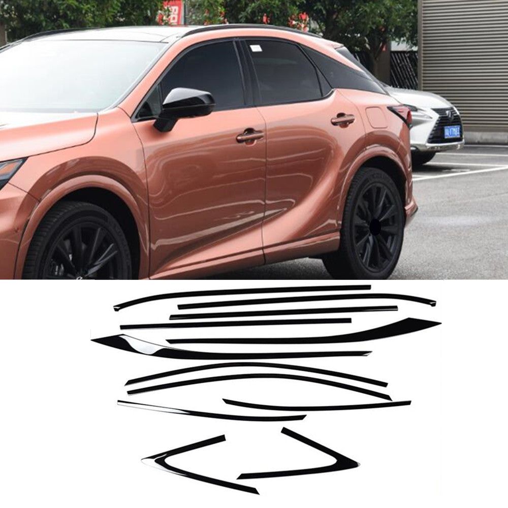 for Lexus RX 350 350h 2023-24 Gloss Steel Black Window Strip Cover Trim Set 12x
