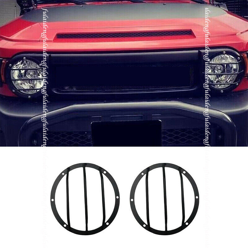 2pc for Toyota FJ Cruiser 2006-2021 Black Iron Front Headlight Guards Cover Trim