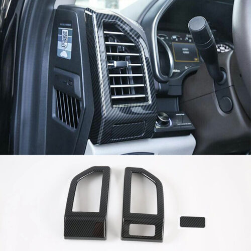 for Ford F150 F-150 2015-2020 Carbon Fiber Dashboard Side Air Vent Cover Trim 3
