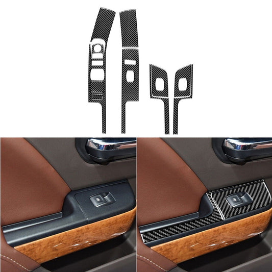 9Pcs Carbon Fiber Window Control Trim For Silverado for GMC for SIERRA 2014-2018 Type A