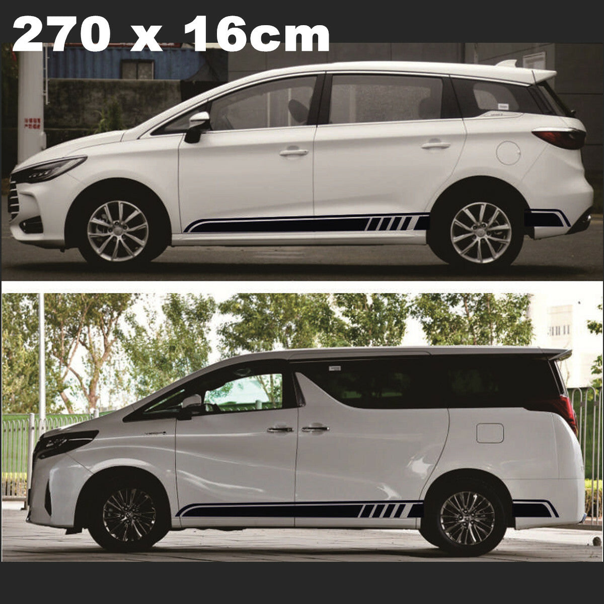 2x Sports Racing Vinyl Stripe Decal Car Graphics Side Skirt Sticker for All Cars