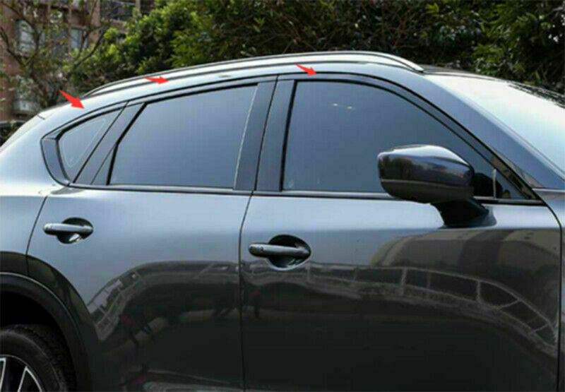 12Pcs for Mazda CX-5 2017-2021 Black Steel Window Strips Sill Molding Cover Trim