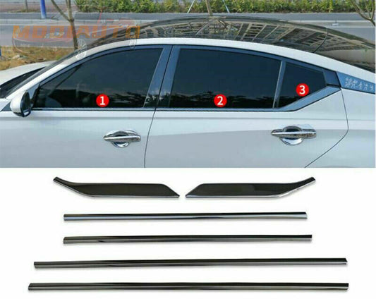 6Pcs For 2019-2024 for Nissan Altima Glossy Black Car Window Bottom Strip Cover Trim