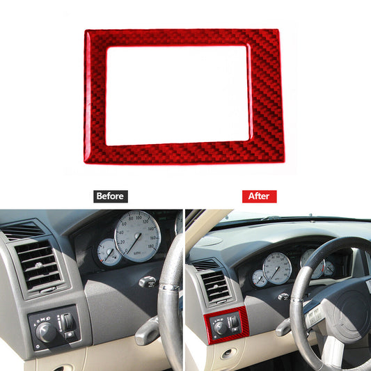 Red Carbon Fiber Dim Light Control Frame Cover Trim for Chrysler 300 2005-2007