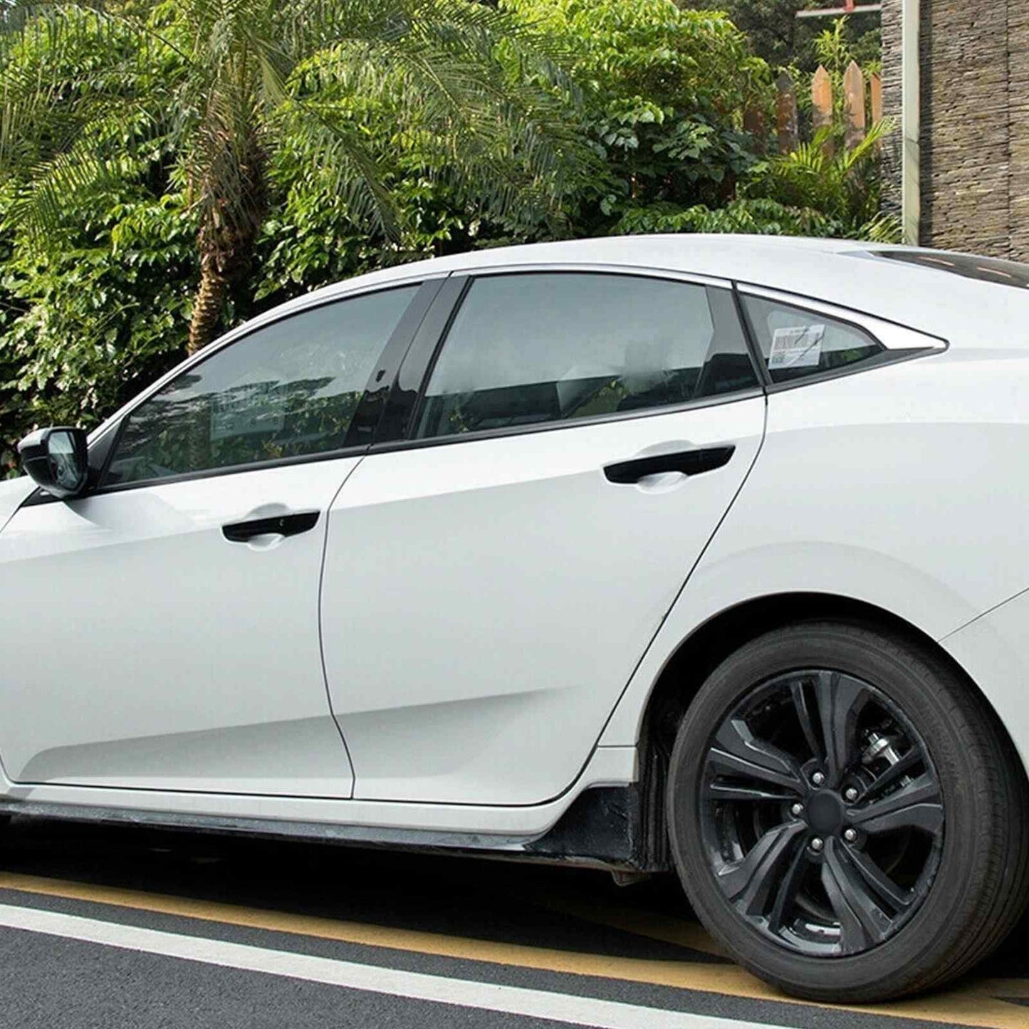 6X for Honda for Civic 19-2021 10th Bright black Door Window Pillar Posts Cover Trim