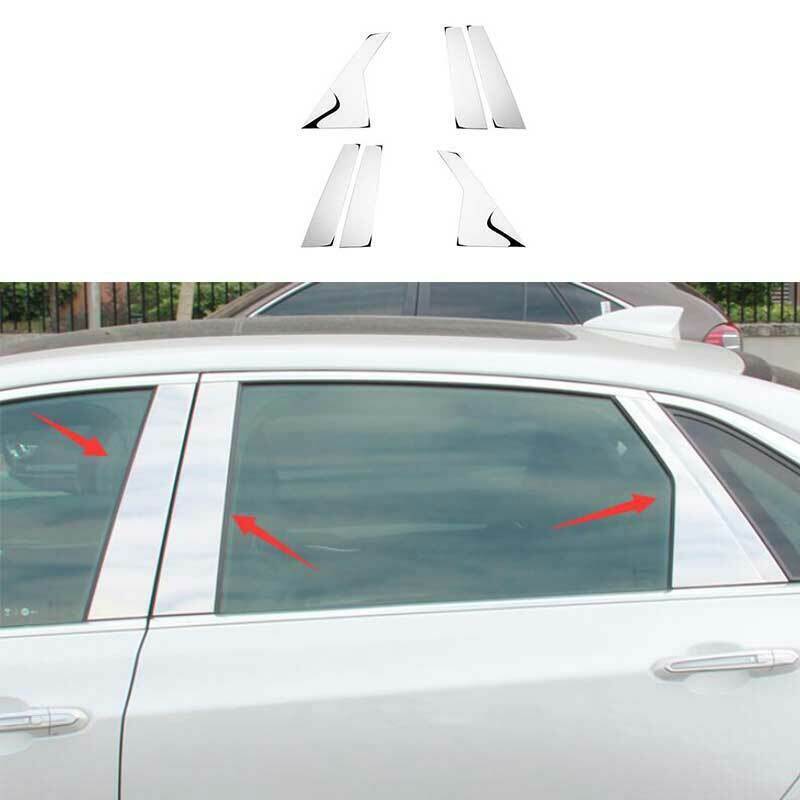6P for Cadillac CT6 2016-2019 Chrome Stainless Window BC Pillar Posts Cover Trim