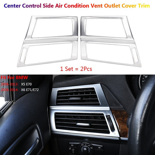 Stainless for BMW X5 X6 E70 E71 Center Console Side Air Vent Outlet Cover Trims