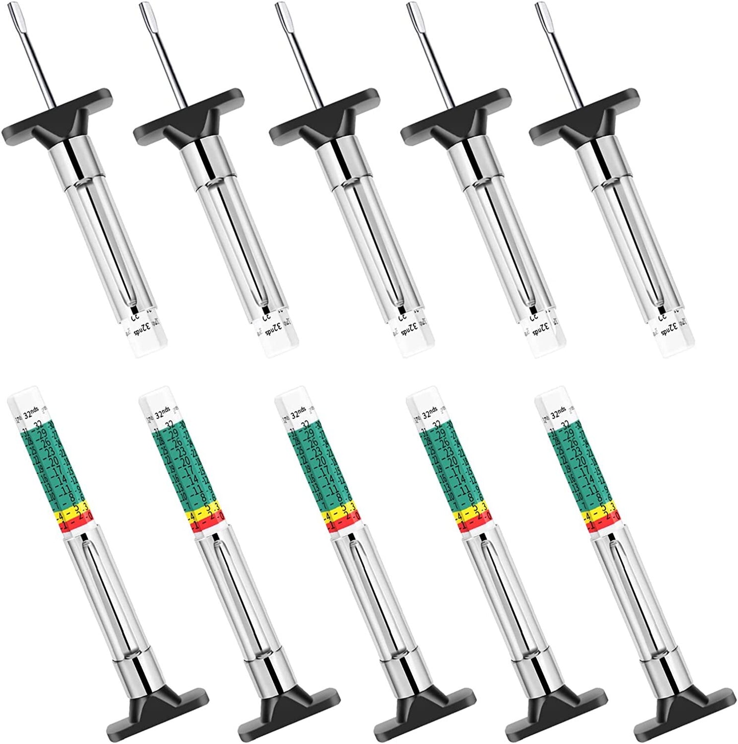 10pcs Color Coded Tire Tread Depth Gauge Car Automotive Measurement Tool