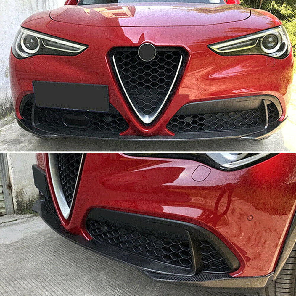 Fit for Alfa Romeo for Stelvio 2017-22 REAL CARBON Front Bumper Lip Spoiler Splitter