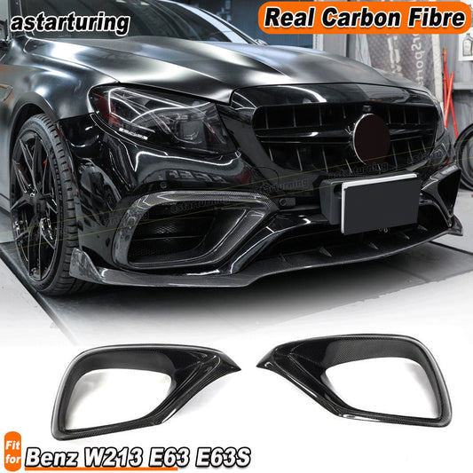 for Benz W213 S213 E63 2016-20 Real Carbon Fiber Front Bumper Air Vent Cover