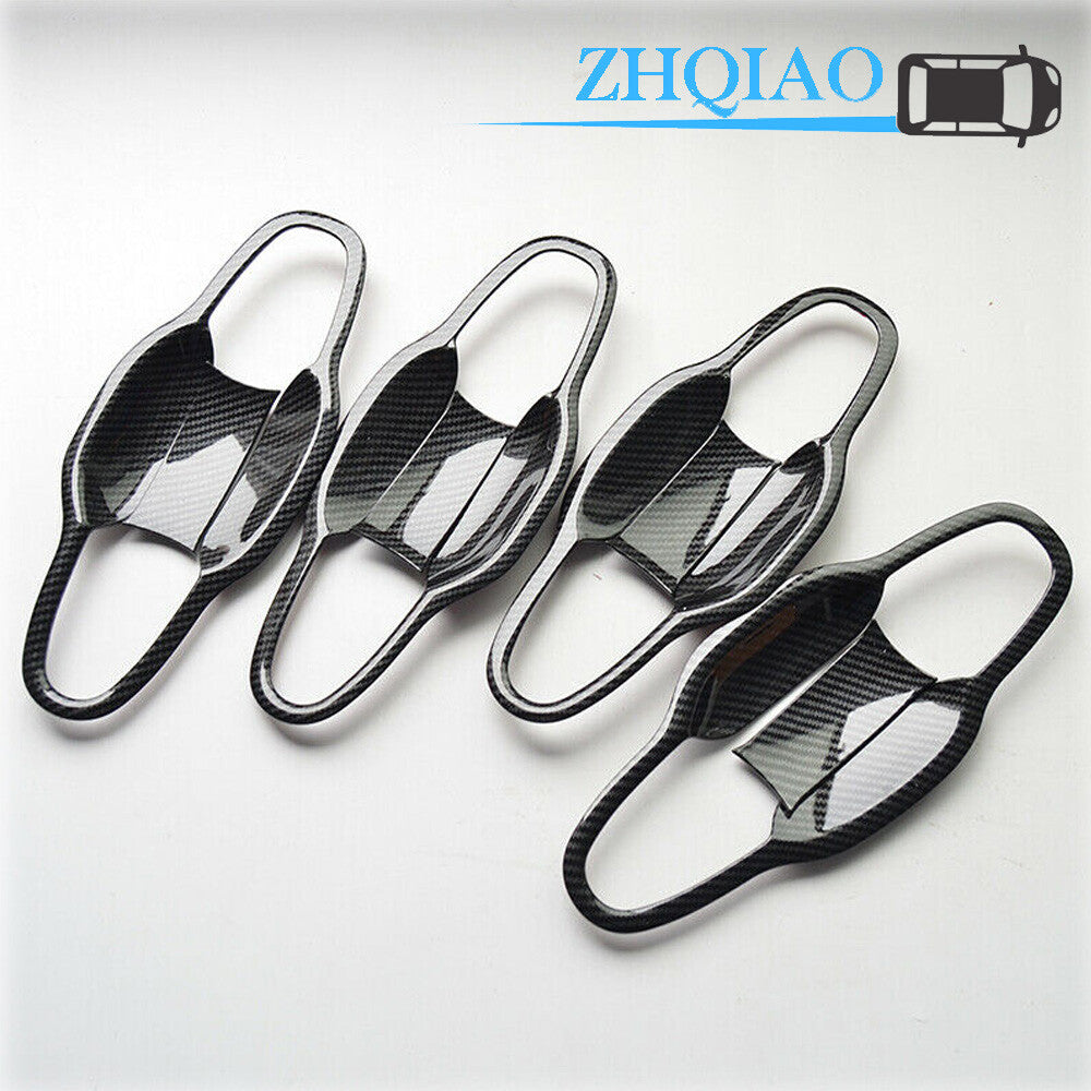 Carbon Fiber Exterior Door Handle Bowl Cover Trim Fit for Toyota Highlander 15-19
