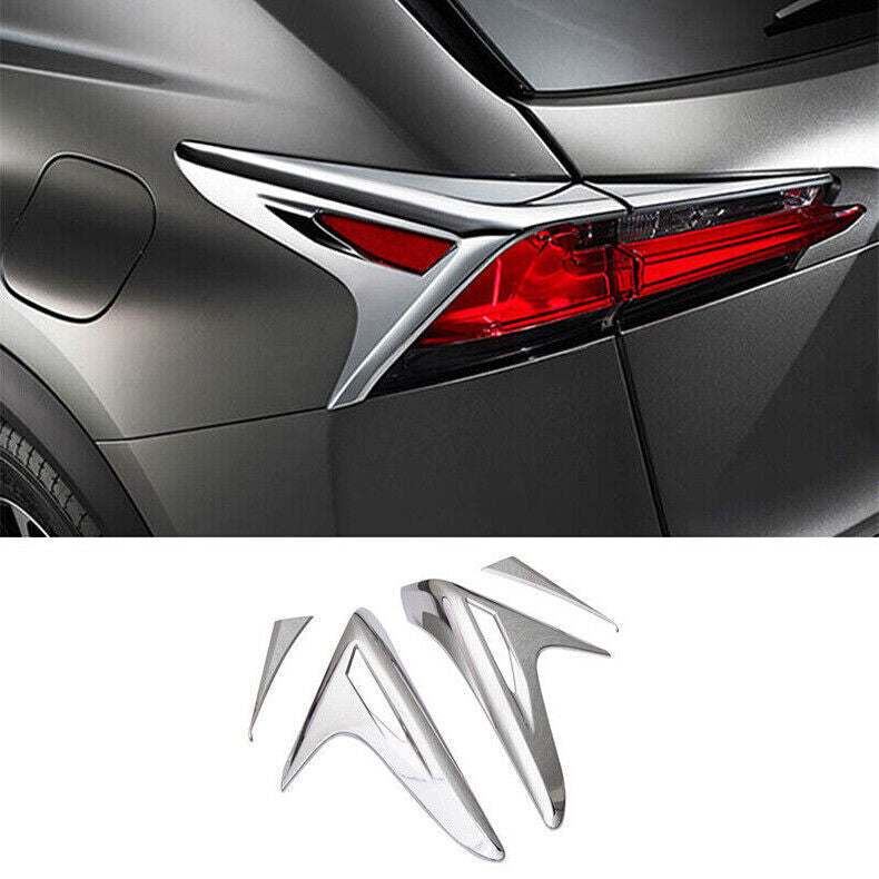 for Lexus NX200t 300h 15-21 Chrome Exterior Rear Tail Light Lamp Frame Trim 4PCS