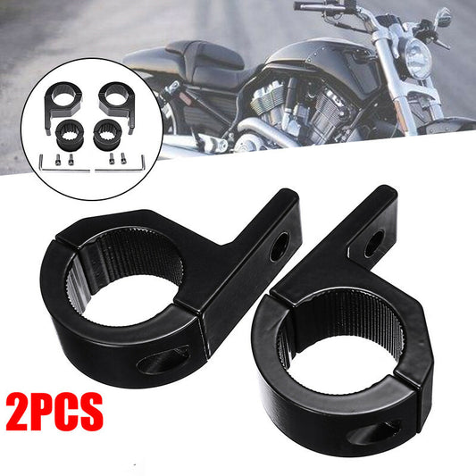 2x Motorcycle LED Headlight Clamps Brackets Tube Clamp Mount Kit Fog Light Mount