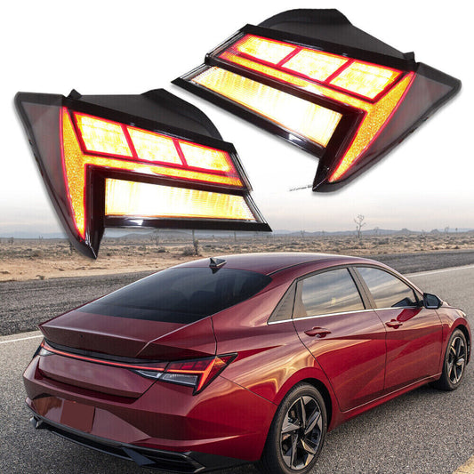Applicable to for Hyundai for Elantra 2021-2022 2X left and right LED taillights and brake lights on the outer edge.