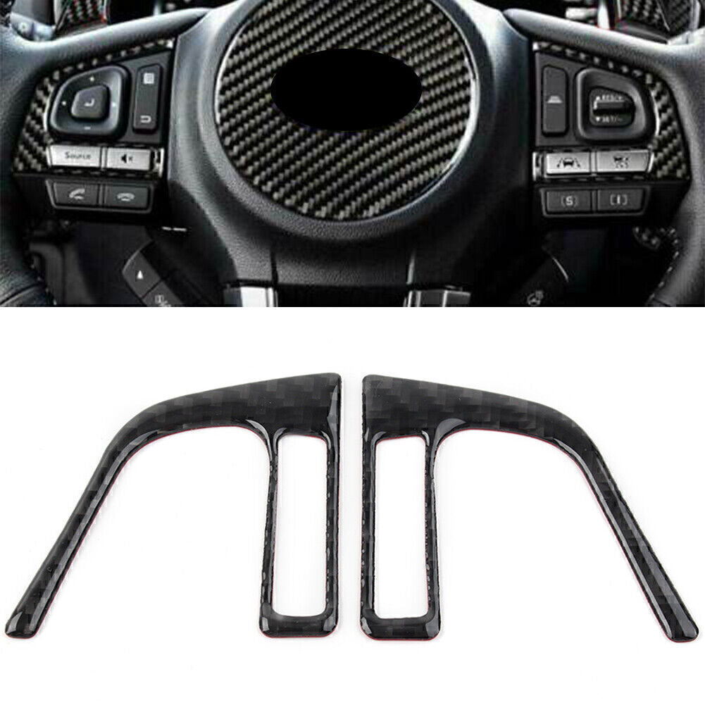 Carbon Fiber Steering Wheel Button Trim Cover for Subaru Forester 2013-2018 2017