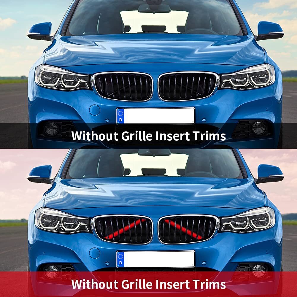 2 for 2020-2023 for BMW 3 Series G20 G28 Red Front V Brace Grill Trim Strips Cover