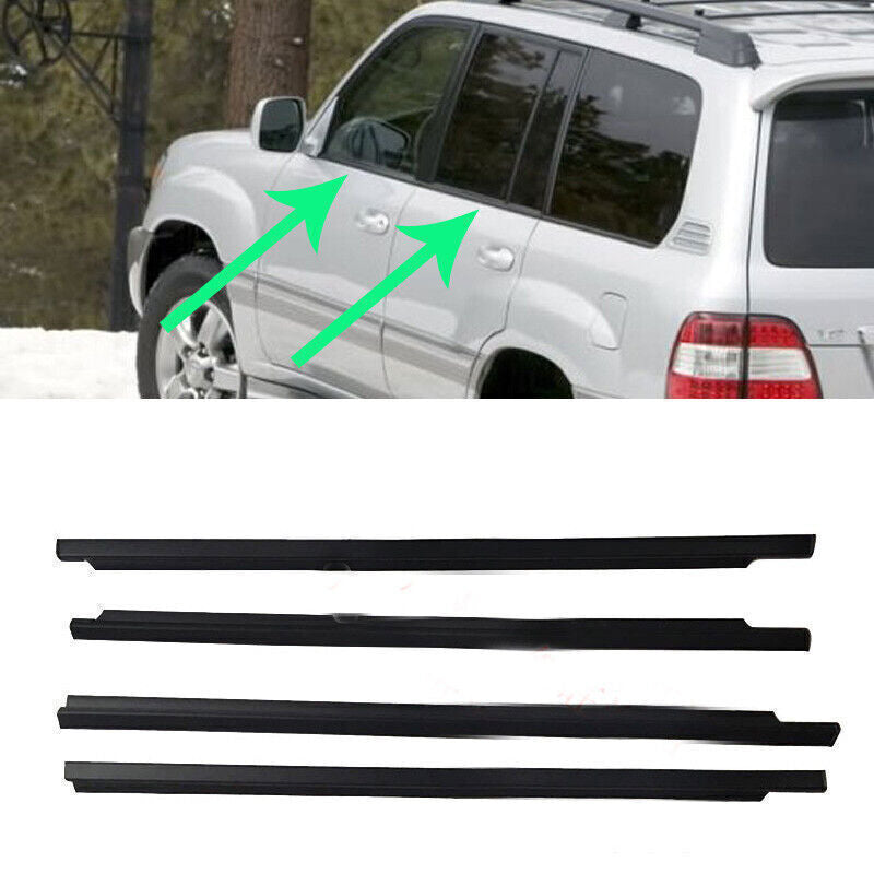 for Toyota for Land Cruiser LC100 1998-2007 LH+RH Side Door Window Strip Black Cover
