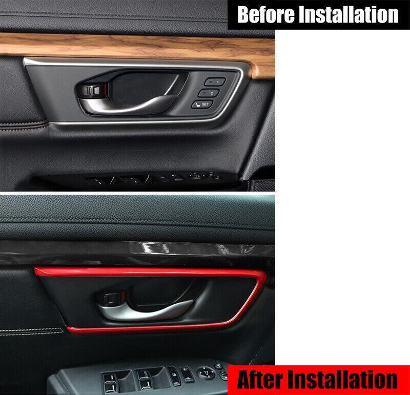 for Honda CR-V CRV 2017-2022 Bright Red Inner Door Handle Frame Cover Trim 4PCS