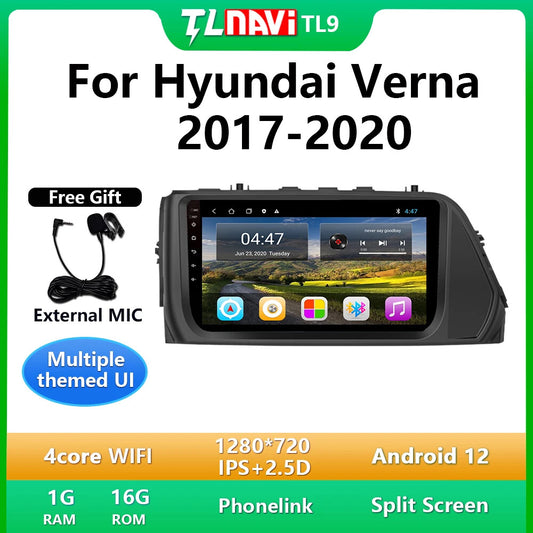 for Hyundai Verna Accent Reina Sedan 2017-2020 Auto Carplay Car Radio GPS Screen