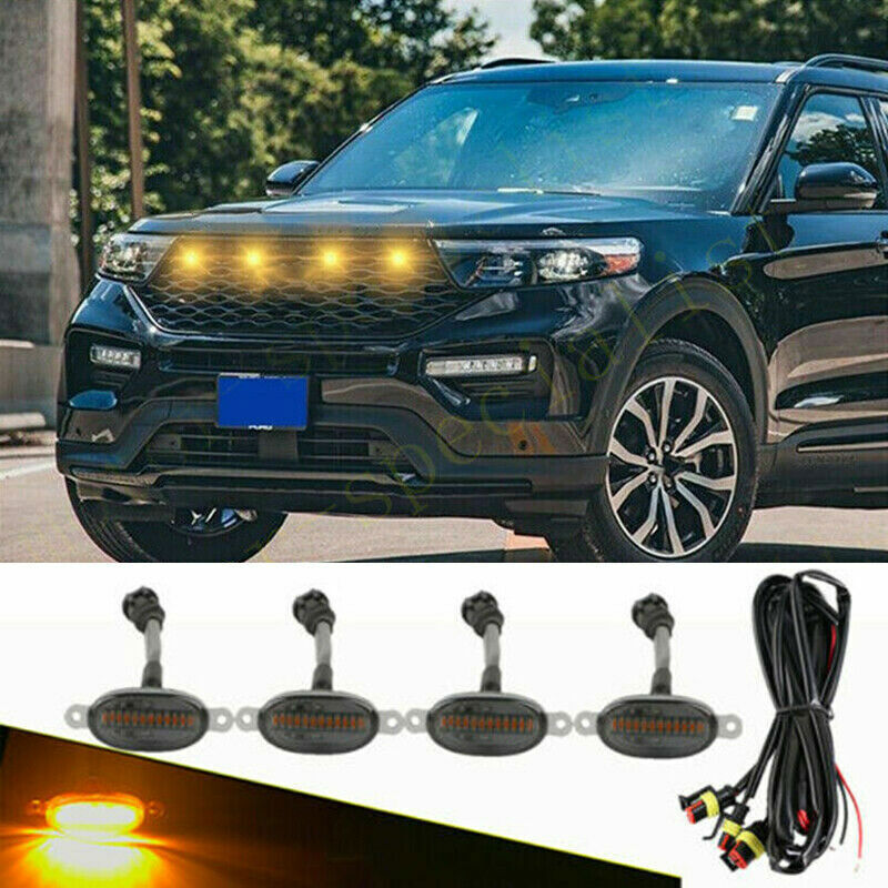 Auto Car Accessories Smoke Front Grille LED Amber Light Style Cover Trim