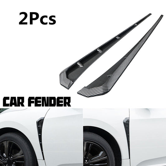 2Pcs Carbon fiber Car Fender Breather Cover Side Strip Cap Air Flow Sticker