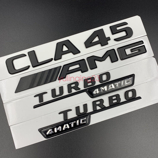 Matte Black CLA45 AMG TURBO 4 MATIC Trunk Badge Sticker