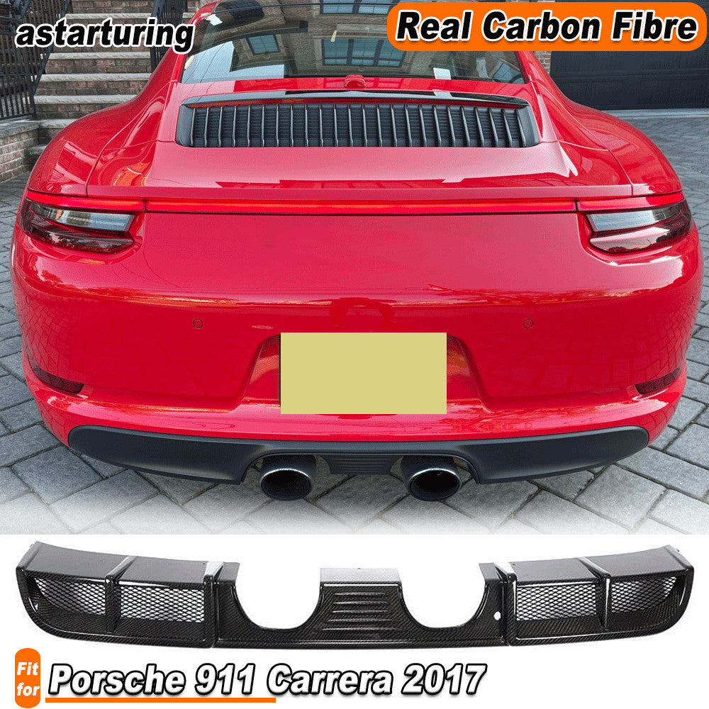 Fit for Porsche 911 Carrera 2017UP Real Carbon Rear Bumper Diffuser Lip Spoiler
