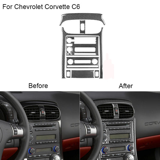 8Pcs for Chevrolet for Corvette C6 Carbon Fiber Center Control Panel Cover Type C