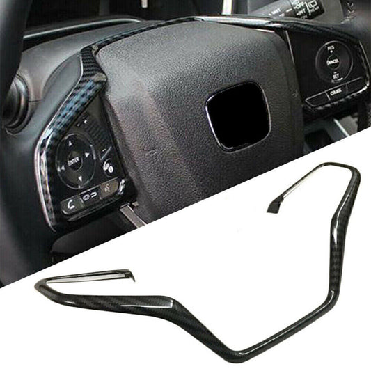 for Honda CRV CR-V 2017-2021 Carbon Fiber Style Steering Wheel Cover Frame Trim