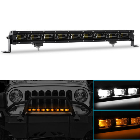 20inch Slim LED Work Light Bar DRL Amber Driving White Lamp Fog SUV Offroad ATV