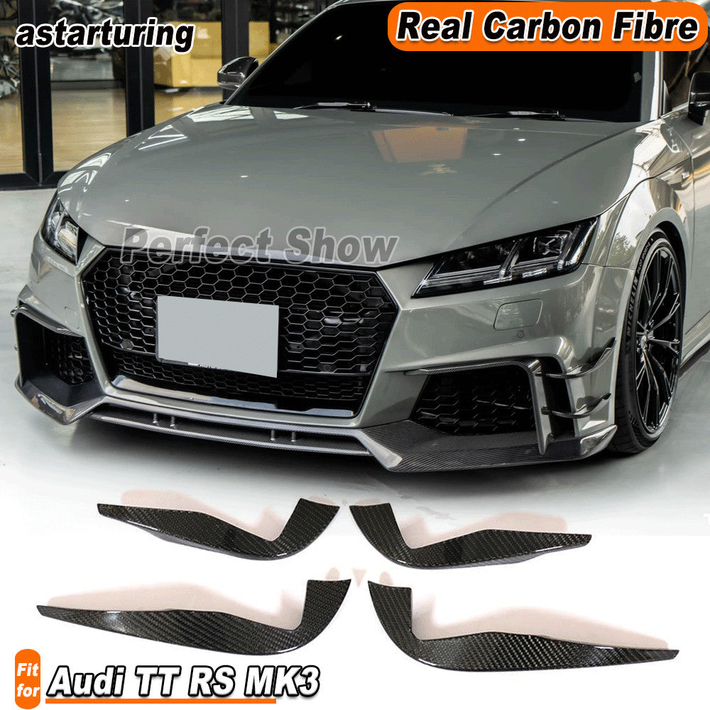 Fit for Audi TT RS MK3 2016-18 REAL Carbon Front Bumper Splitters Fins Lip 4PCS