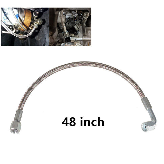 48 Turbo Oil Feed Line Steel Braided PTFE Line 4AN 90° Straight Hose End Teflon