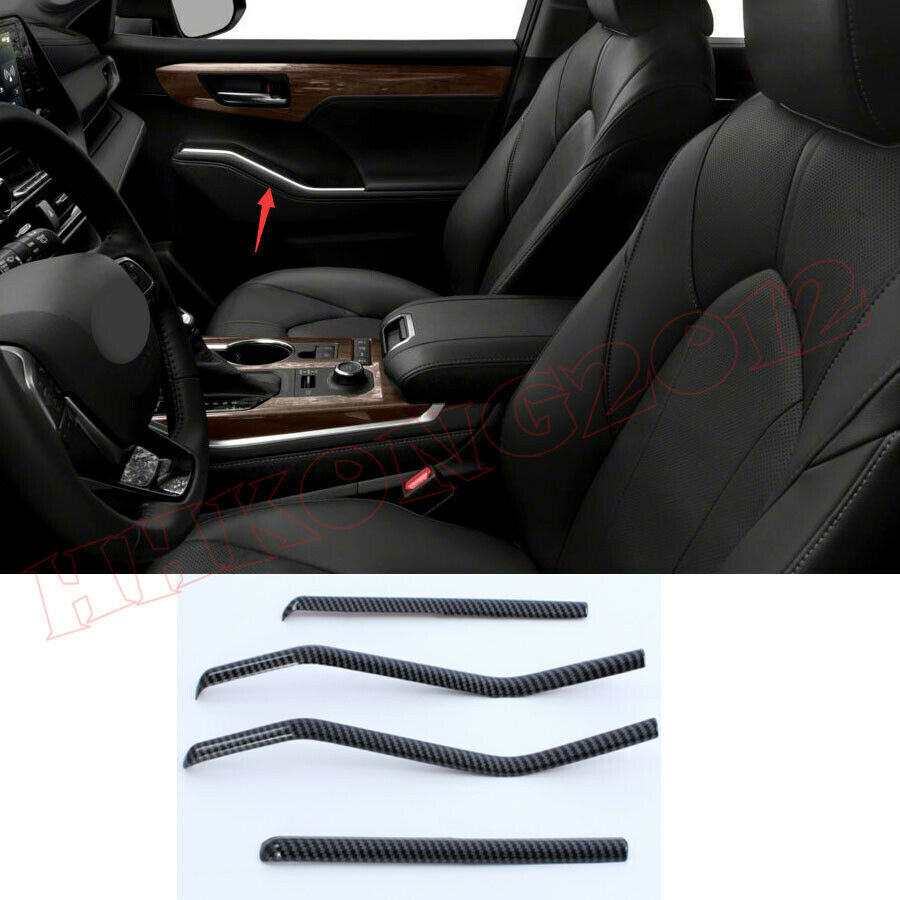 ABS Carbon Fiber Interior Side Door Panel Cover Trim for Toyota Highlander 20-22