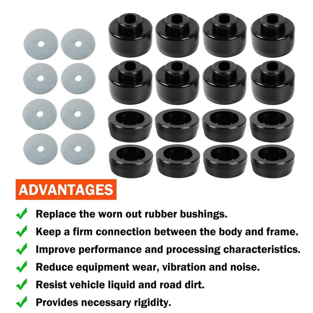 Black Body Cab Mount Bushing Kit For 99-14 for Chevy Silverado for GMC for Sierra 1500/2500