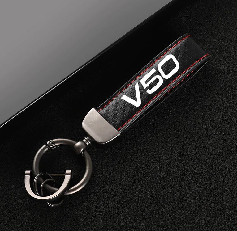 Suitable for V50 car keychains, key rings, key fobs, car accessories, black and red