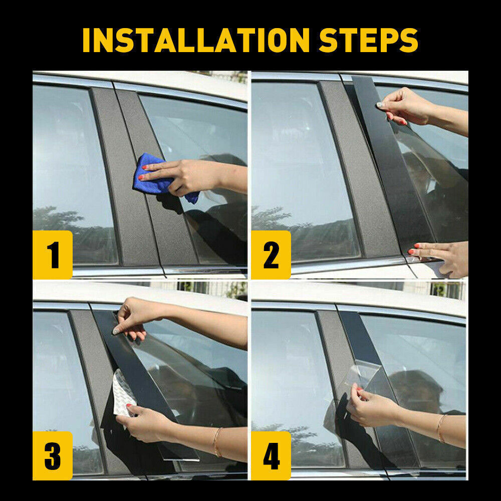 6PCS Black Pillar Posts Door Window Molding Strip Trim for Honda Accord 08-2012