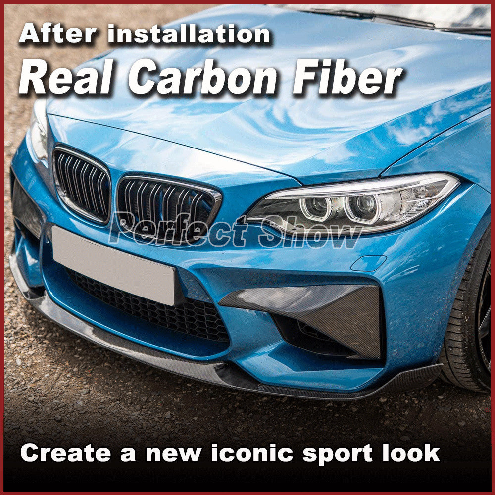 Fit for BMW 2 Series F87 M2 2016-2018 REAL Carbon Front Bumper Vents Cover Fins