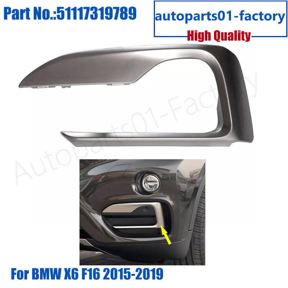 Left Front Bumper Side Grille Trim Molding Fit for BMW X6 F16 2015-2019