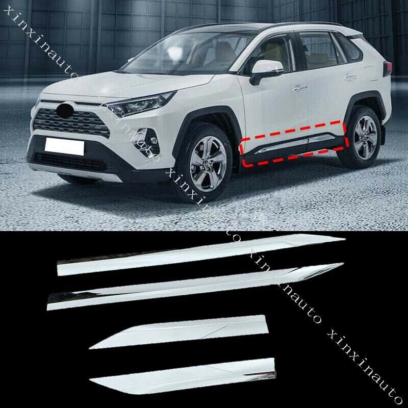 4P ABS Chrome Side Door Body Molding Panel Trim Cover for Toyota RAV4 2019-2022