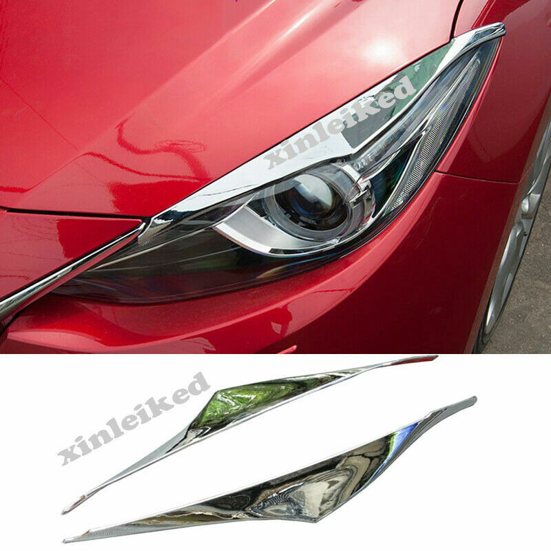2P for Mazda 3 Axela 2014-2016 Chrome Headlight Eyebrow Eyelid Cover Trim Decor