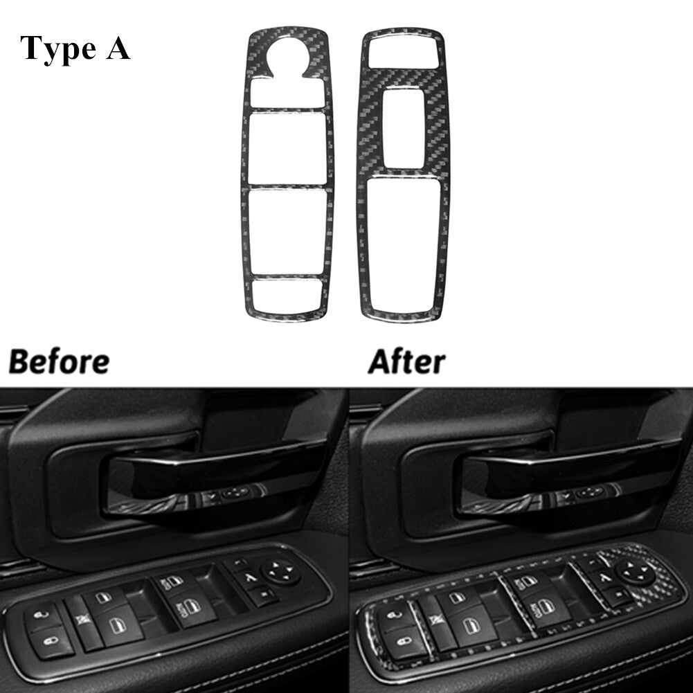 Carbon Fiber Front Window Lift Control Trim for Dodge for Ram 1500 2013-2015 Type A