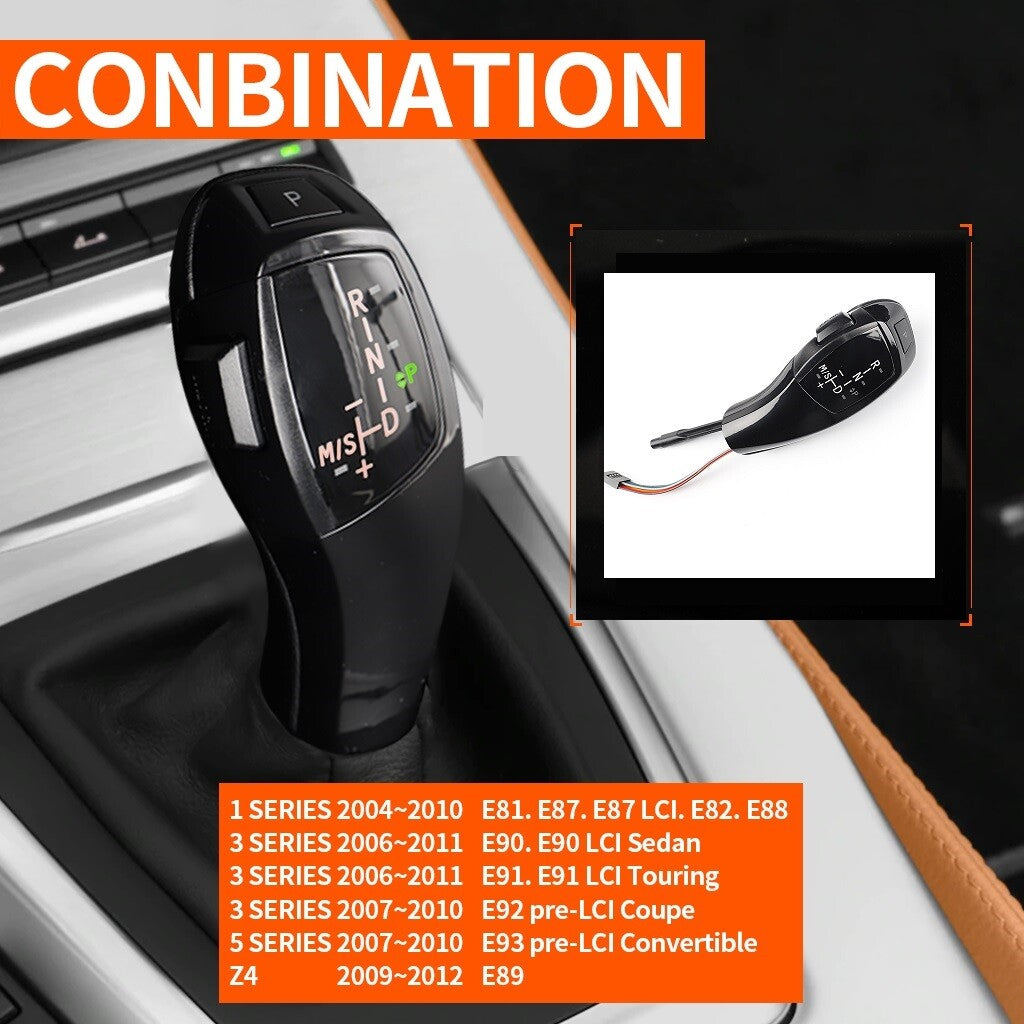 Automatic LED shift blade gear transmission for BMW E90, E92, E93, F30, Black LHD