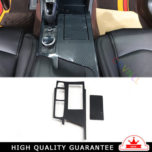 Console Gear Shift Frame Cover Trim 2PCS for Cadillac CT6 16-2020 Carbon Fiber